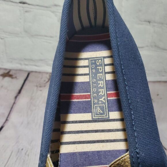 Sperry Mariner Navy Blue Gold Sneakers shoes 7.5 - Picture 9 of 10